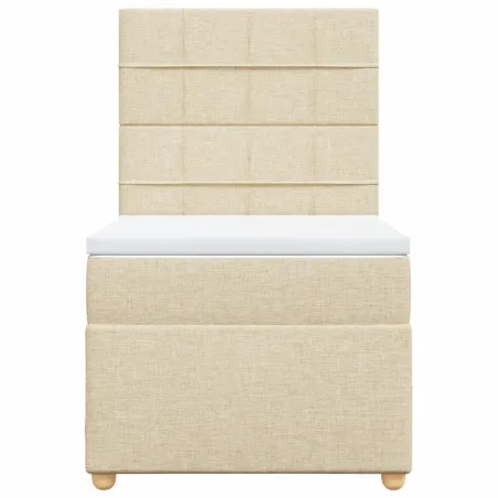 Sommier à lattes de lit et matelas Crème 90x190 cm Tissu