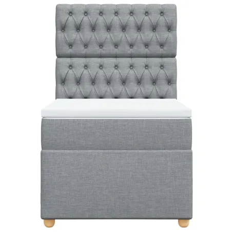 Sommier à lattes de lit et matelas Gris clair 90x190 cm Tissu