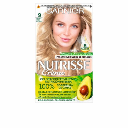 Coloración Permanente en Crema Garnier Nutrisse Nº 9.0-rubio muy cla