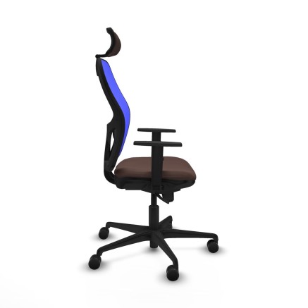 Office Chair with Headrest Piqueras y Crespo 1D036N2 Blue Dark brown 2