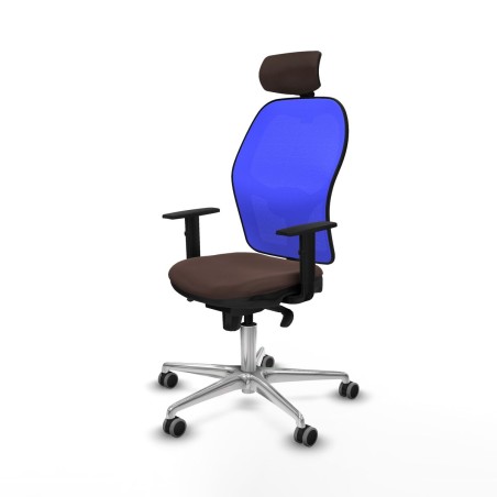 Office Chair with Headrest Piqueras y Crespo 1D086G2 Blue Dark brown