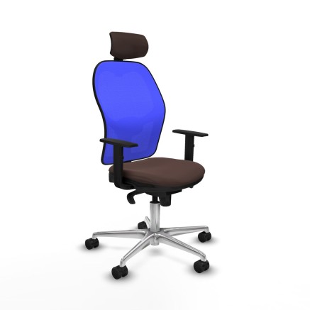 Bürostuhl mit Kopfstütze Piqueras y Crespo 1D086N2 Blau Dunkelbraun