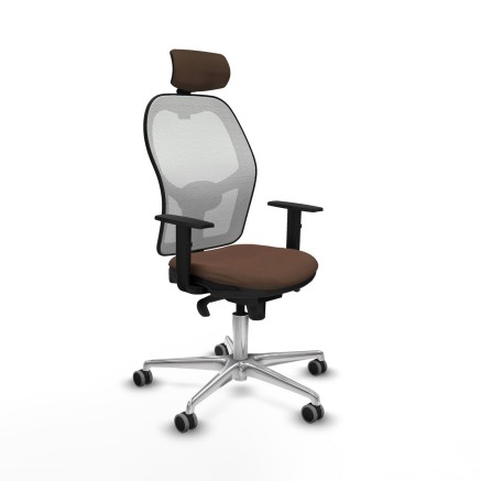 Chaise de Bureau avec Appui-tête Piqueras y Crespo 1D086G2 Blanc Brun