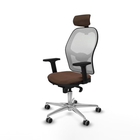 Sedia Ufficio con Poggiatesta Piqueras y Crespo 2D086G2 Bianco Marrone