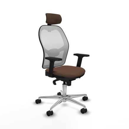 Sedia Ufficio con Poggiatesta Piqueras y Crespo 2D086N2 Bianco Marrone