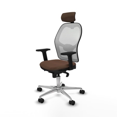 Sedia Ufficio con Poggiatesta Piqueras y Crespo 2D086N2 Bianco Marrone